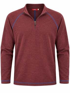 Agave Maroon Quarter Zip Cotton Blend Pullover Sweater Size Large